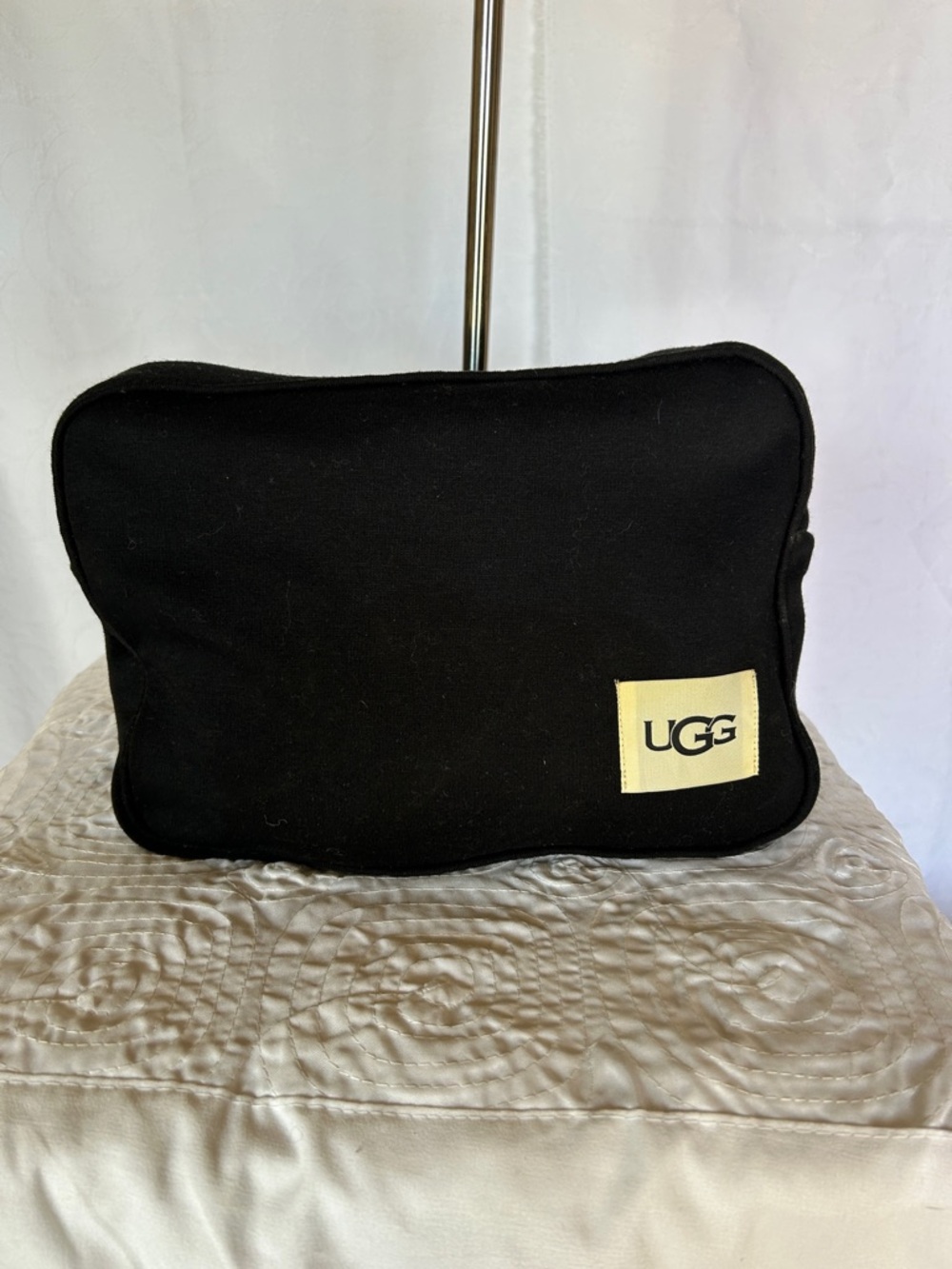 UGG Black soft Canvas Toiletry Pouch with Logo Patch.